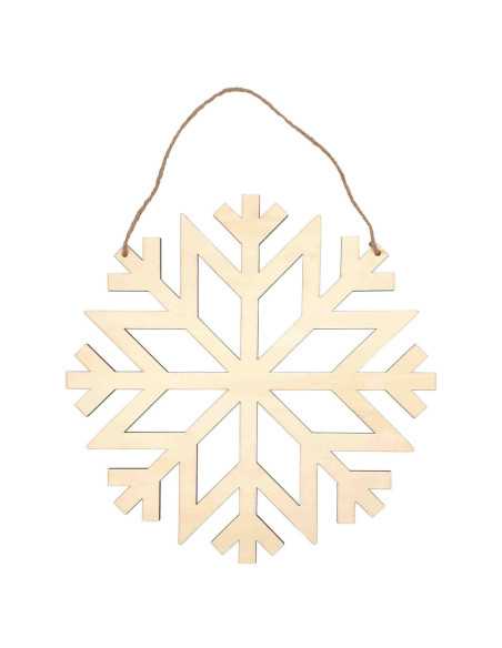 Flocon de neige en bois à suspendre, 30 x 30 x 0,5 cm