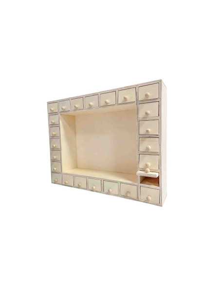 Calendrier de l'avent en bois, 35,5 x 27 x 7 cm