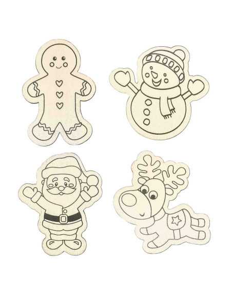 Aimants en bois à décorer, 6 x 3 cm x 4 pcs