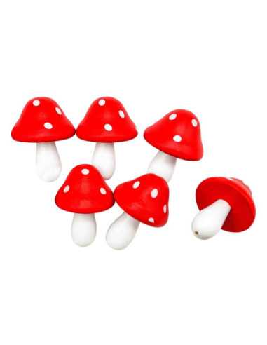 Embellissements champignons 3D, 2,2 x 3,5 cm x 6 pcs