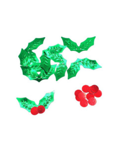Sequins Feuilles de Houx, 1,5 x 3 cm, 50 gr env