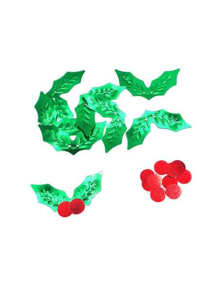 Sequins Feuilles de Houx, 1,5 x 3 cm, 50 gr env