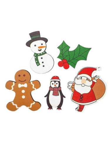 Embellissements Noël en bois coloré, motifs assortis Personnages, de
