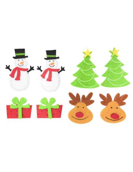 Stickers Personnages de Noël en feutrine, de 3,5 à 7 cm x 8 pcs