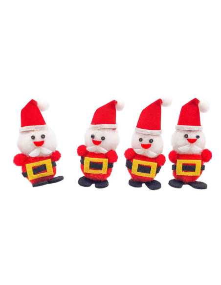 Père Noël pompons et feutrine, 5,5 x 3 cm x 4 pcs