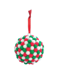 Boule de Noël à décorer avec pompons, diam 6 cm