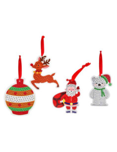 Suspensions de Noël en diamond painting, 8 cm. x 4 pcs