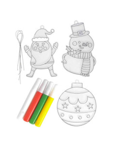 Décorations cristal Noël à colorier + 4 tubes de peintures, de 9 à 12