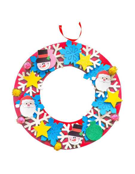 Couronne de Noël en kit en caoutchouc mousse, diam 35 cm, 32 formes à