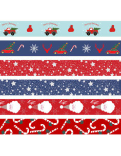 Rubans Noël fantaisie 2 m en display de 36 pcs