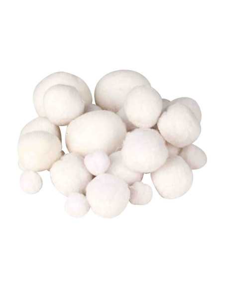 Pompons blancs de 1,5 à 4 cm x 72 pcs