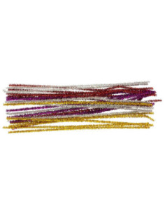 Chenilles assorties métallisées 30 x 0,5 cm x 24 pcs