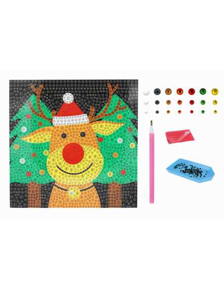 Diamond painting strass renne, carte forte 15x15cm et strass