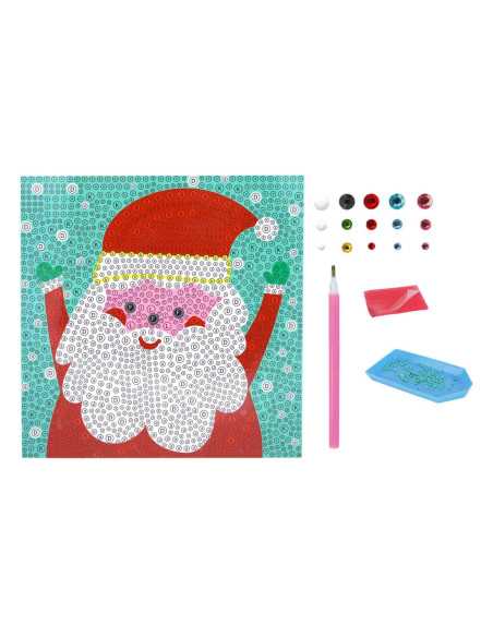 Diamond painting strass Père Noël, carte forte 15x15cm et strass