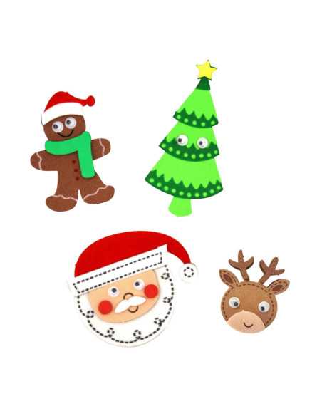 Stickers mousse perso. de Noël, yeux mob., formes et tailles ass. x12