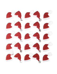 Stickers pailletés bonnet de Père Noël 2 x 1,5 cm x 25 pcs