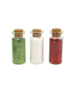 Fiole de paillettes 4g rouge, blanc, vert x 3 pcs
