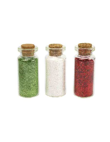 Fiole de paillettes 4g rouge, blanc, vert x 3 pcs