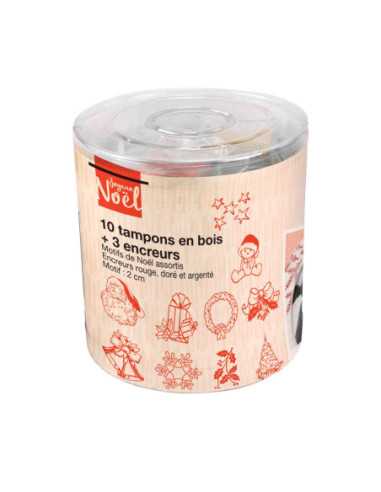Tampons x 10 pcs et 3 encreurs Noël Tradition