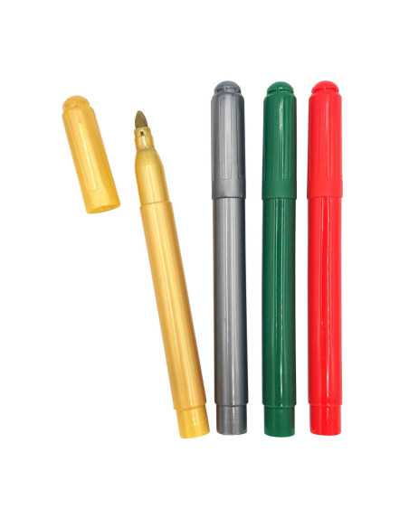 Marqueurs métallisés or, argent, rouge, vert x 4 pcs