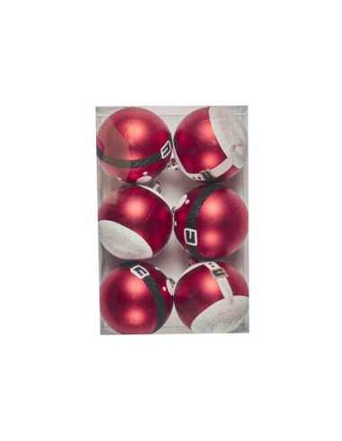 Set 6 Boules Noël 7 cm Rouge