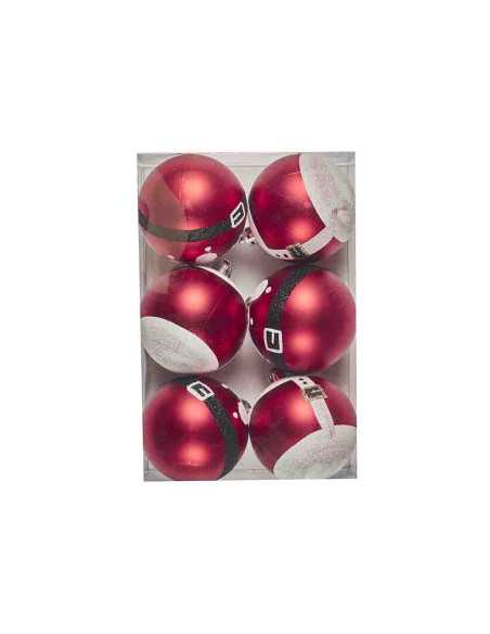 Set 6 Boules Noël 7 cm Rouge