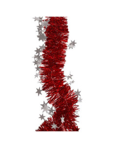 Guirlande 2 mètres Etoiles Rouge Et Argenté