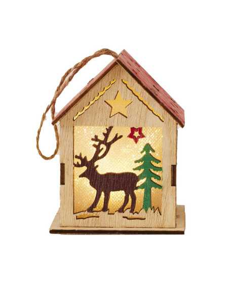 Suspension Maison Bois Lumineux Noël