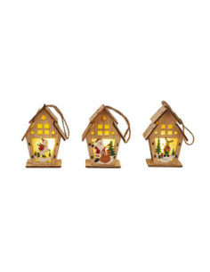 Suspension Maison Bois Lumineux Noël