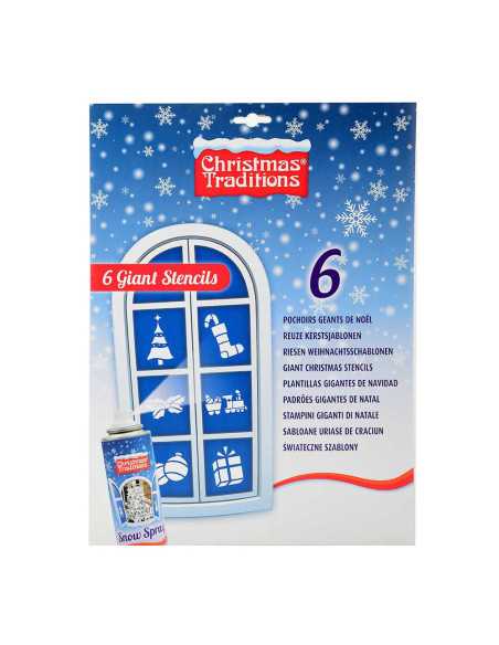6 Pochoirs Géants Noël - Décoration Vitrine & Fenêtre