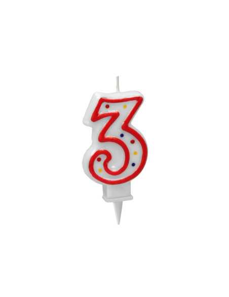 Bougie chiffre 3 avec bobèche