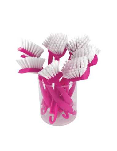 Brosse vaisselle LINDO ronde col. FUCHSIA en POT