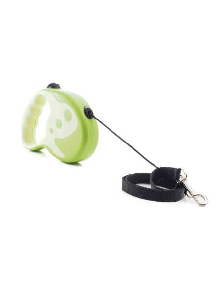 laisse retractable, nylon 3 m, chien 12 kg, vert