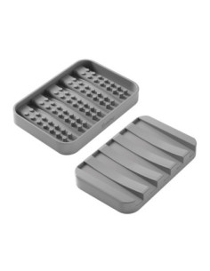 Porte-savon GRAVITY SOAP recto-verso plast. GRIS 12x8cm (EM.094)