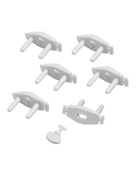 6 caches-prises + clé d'extraction plast. 10A maxi 220V