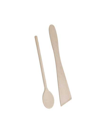 1 cuillère bois 25cm + 1 spatule plate 29cm