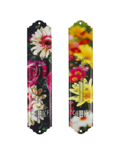 Thermomètre métal motif floral 30cm / 30 x 6.5 x 0.4 cm