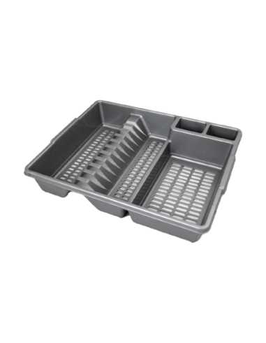 Egouttoir polypropylène gris 11 assiettes + range couvert + porte éponge