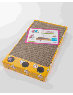 Griffoir carton 46x26x5,5 cm avec jouet ressort et balle grelot