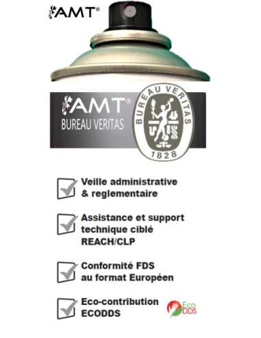 Bombe de peinture aérosol AMT argent effet métallisé