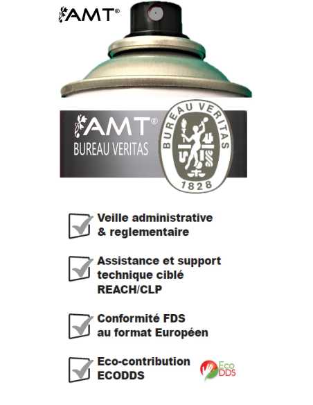 Bombe de peinture aérosol AMT argent effet métallisé
