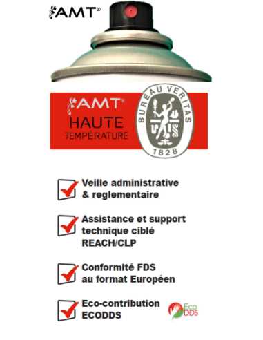 Bombe de peinture aérosol AMT hautes températures 650° noir