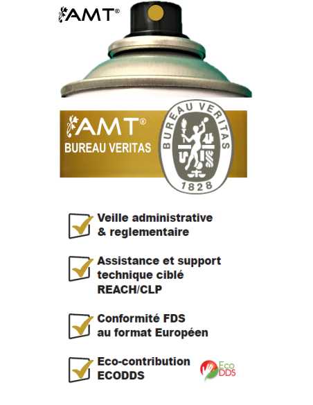 Bombe de peinture aérosol AMT or effet métallisé