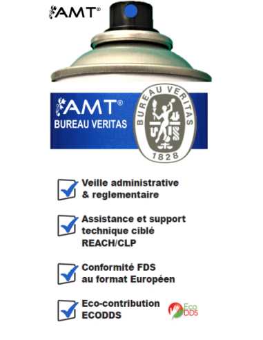 Bombe de peinture aérosol AMT bleu effet métallisé