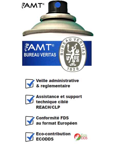 Bombe de peinture aérosol AMT bleu effet métallisé