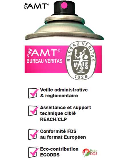 Bombe de peinture aérosol AMT rose effet fluo