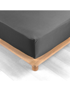 Drap-housse 140 x 190 cm Percale gris acier