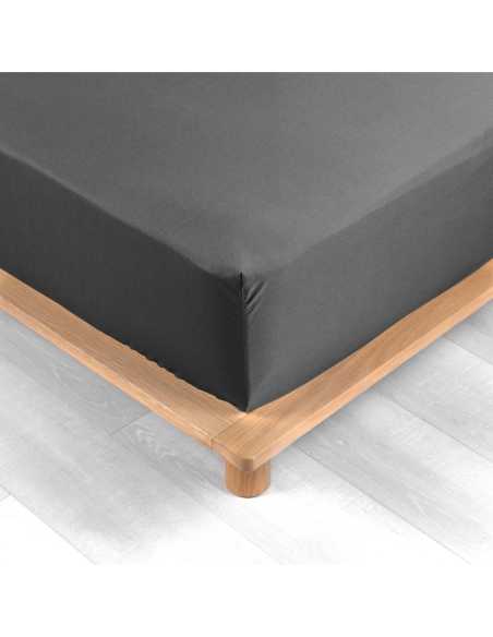 Drap-housse 160 x 200 cm Percale gris acier