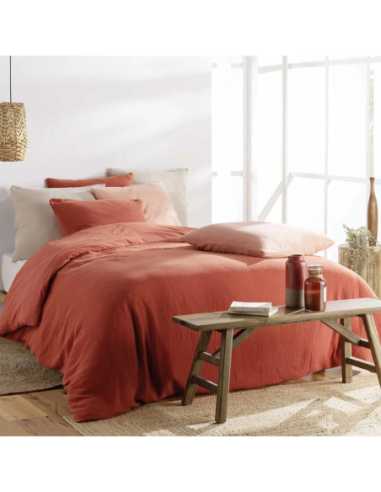 Parure de lit 3 pièces 240 x 220 cm Gaze de coton angélia blanc