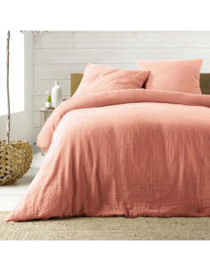 Parure de lit 3 pièces 240 x 220 cm Gaze de coton angélia rose